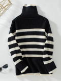 Stripes Button Knitting Sweater 