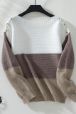 Colorblock Button Pullover Sweater 