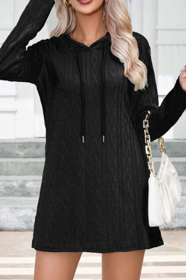 Cable Knitting Hooded Dress 
