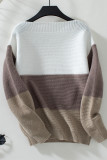 Colorblock Button Pullover Sweater 