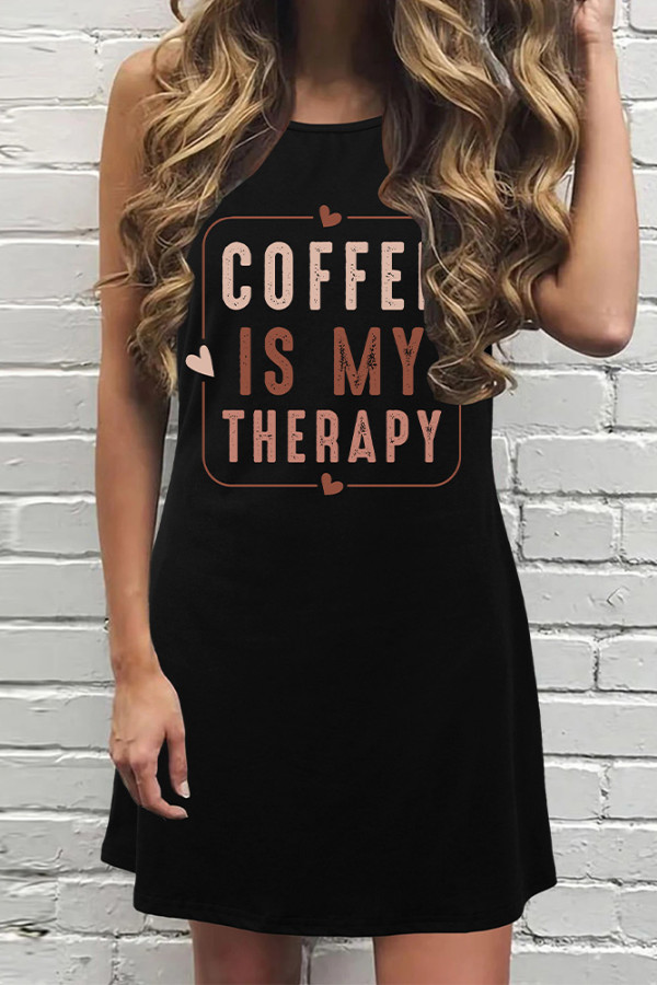 Coffee Print Tank Dress