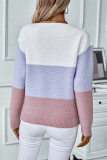 Colorblock Button Pullover Sweater 