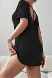 Black Backless Short Mini Dress 