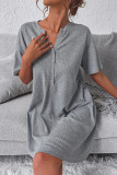 Grey Loose Fit Short Sleeves T Shirt Dress 