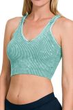 Ribbed Knitting Crop Tank Sports Top 