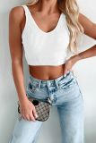 Ribbed Knitting Crop Tank Sports Top 