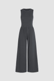 Plain Sleeveless One Piece Jumpsuit 