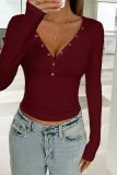 V Neck Slim Plain Top 