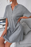 Grey Loose Fit Short Sleeves T Shirt Dress 