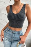 Ribbed Knitting Crop Tank Sports Top 