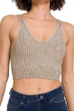 Ribbed Knitting Crop Tank Sports Top 