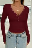 V Neck Slim Plain Top 