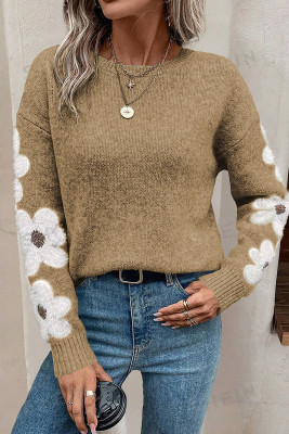 Jet Stream Flower Sleeve Drop Shoulder Sweater