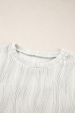 White Textured Wavy Round Neck Long Sleeve Top