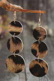 Round Leopard PU Leather Earrings 