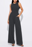 Plain Sleeveless One Piece Jumpsuit 