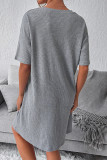 Grey Loose Fit Short Sleeves T Shirt Dress 