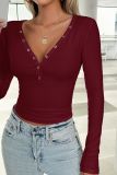 V Neck Slim Plain Top 