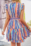 Sleeveless Ruffle Tie Waist Dress 