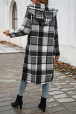 Hooded Plaid Long Coat 