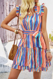 Sleeveless Ruffle Tie Waist Dress 