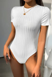 Plain RIbbed Knitting Bodysuit 