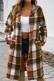 Hooded Plaid Long Coat 