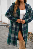 Hooded Plaid Long Coat 