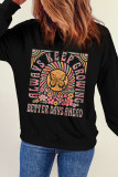 Black Always Keep Growing Floral Butterfly Graphic Sweatshirt