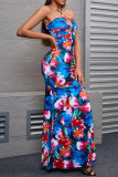 Halter Neck Floral Print Maxi Dress 