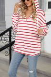 Drawstring Hooded Stripes Sweatshirt 