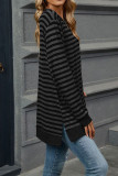 Crew Neck Stripes Splicing Long Sleeves Top 