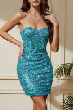 Sequin Glitter Fishbone Dress