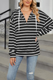 Drawstring Hooded Stripes Sweatshirt 