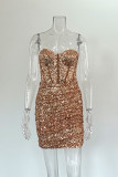 Sequin Glitter Fishbone Dress