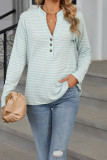 Stripes Long Sleeves Button Henley Top