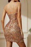 Sequin Glitter Fishbone Dress