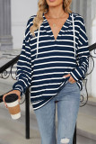 Drawstring Hooded Stripes Sweatshirt 