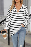 Drawstring Hooded Stripes Sweatshirt 