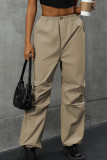 Khaki High Waist Straight Pants 