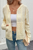 Cable Knit Hooded Zipper Cardigan 