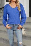 Plain V Neck Long Sleeves Top 