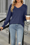 Plain V Neck Long Sleeves Top 