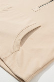 Parchment Solid Kangaroo Pocket Half Zipper Oversized Hoodie