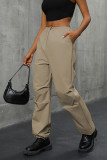 Khaki High Waist Straight Pants 