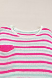 Rose Stripe Oversized Drop Shoulder Sweater with Pocket