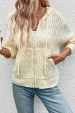 Cable Knit Hooded Zipper Cardigan 