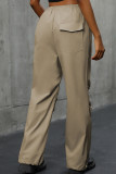 Khaki High Waist Straight Pants 