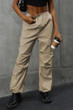 Khaki High Waist Straight Pants 