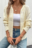 Cable Knit Hooded Zipper Cardigan 